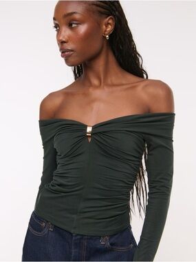 Abercrombie & Fitch Off-The-Shoulder Hardware Top
